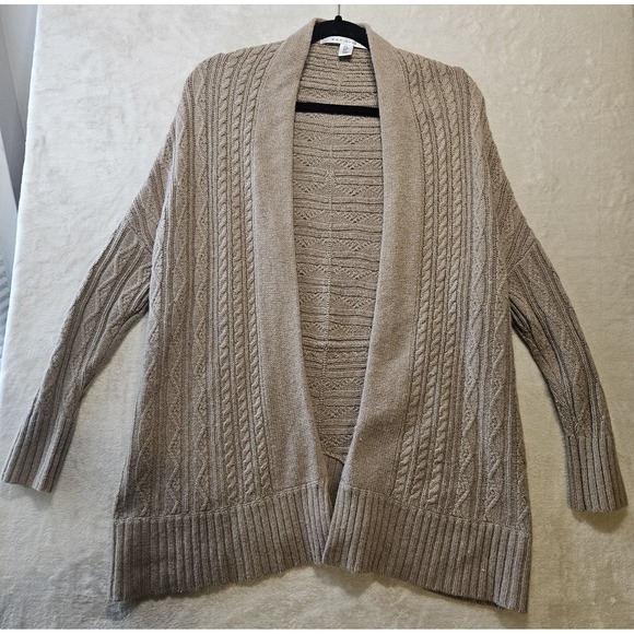 Max Studio Sweaters - Max Studio Brown Open Cable Knit Cardigan Small Wool Alpaca‎ Blend Grandma Core